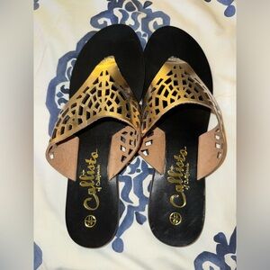 Gold Cut out Sandals